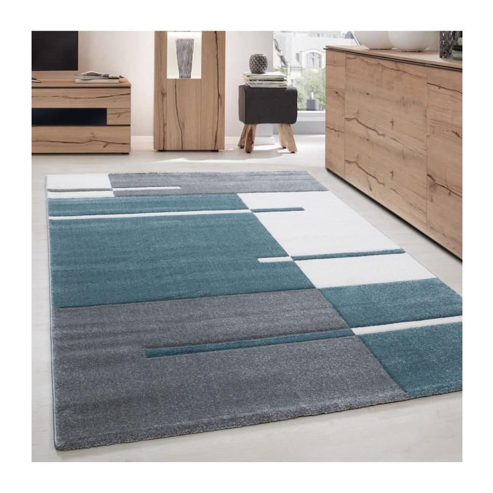 modern desenli oymali kareli ve cizgili gri mavi 120x170 cm hali fiyatlari