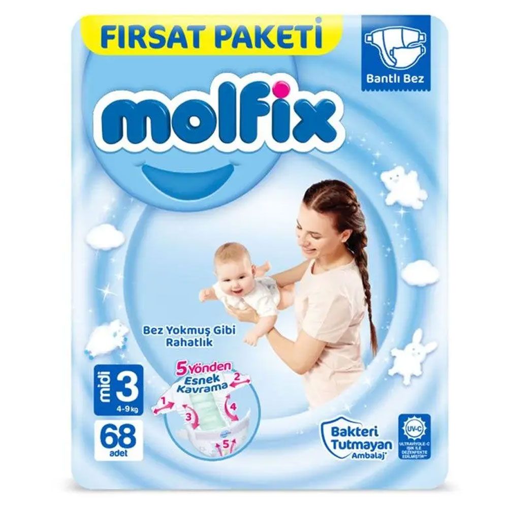 Molfix No:3 Midi 68 Adet Bebek Bezi Çeşitleri ve Fiyatları