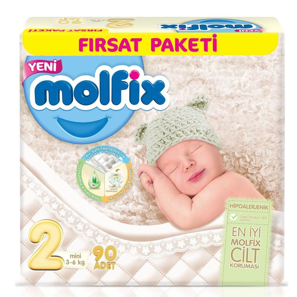 molfix 2 beden mini firsat paketi 3 6 kg 90 adet bebek bezi fiyatlari