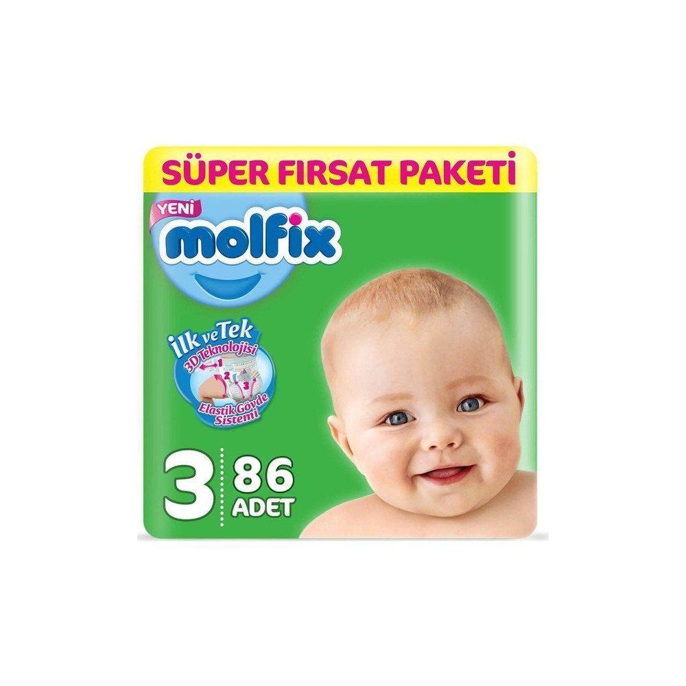 Molfix 3 Numara Midi 86 Adet Bebek Bezi Fiyatlari