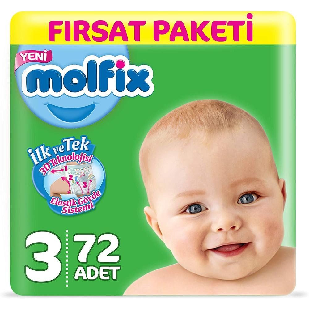 molfix 3 numara midi 72 adet bebek bezi fiyatlari
