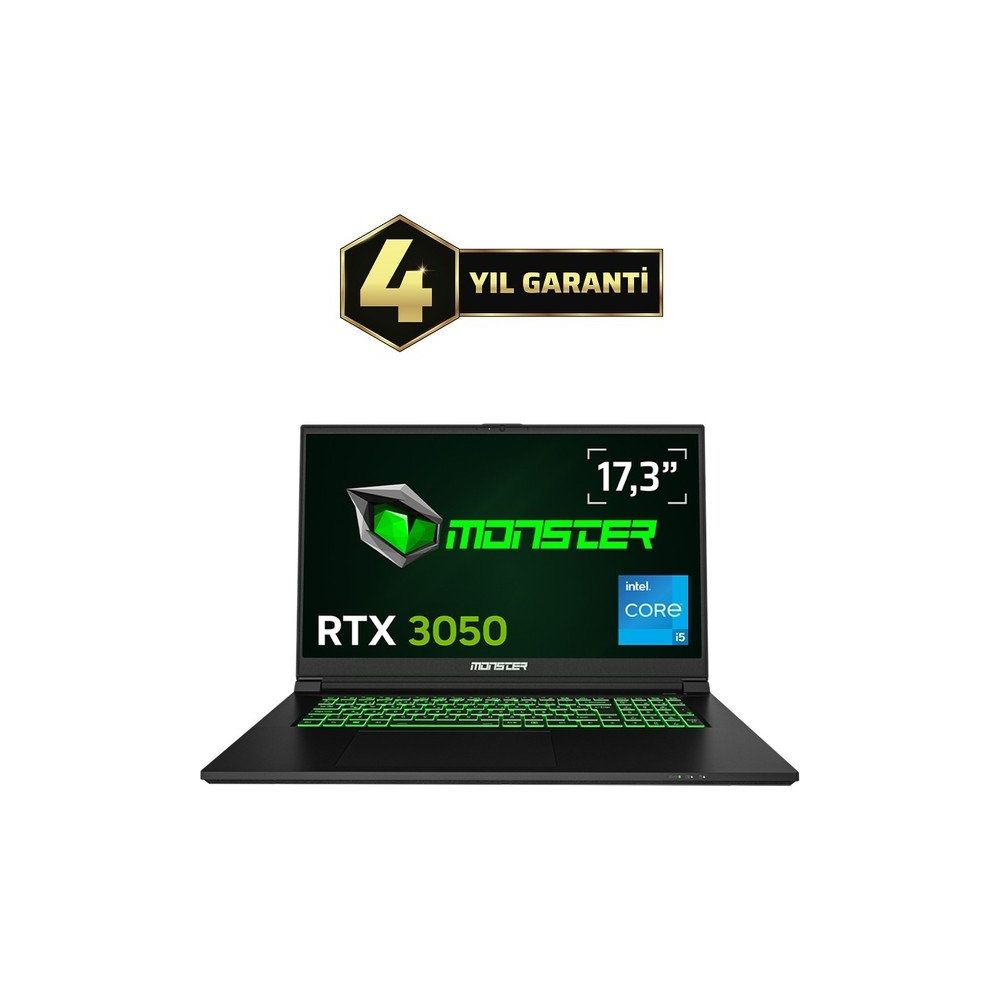 Monster Abra A7 V15.5.6 i5-13500H 8GB RAM 500GB SSD 4GB RTX 3050 FreeDOS 17.3 inç Oyun Bilgisayarı