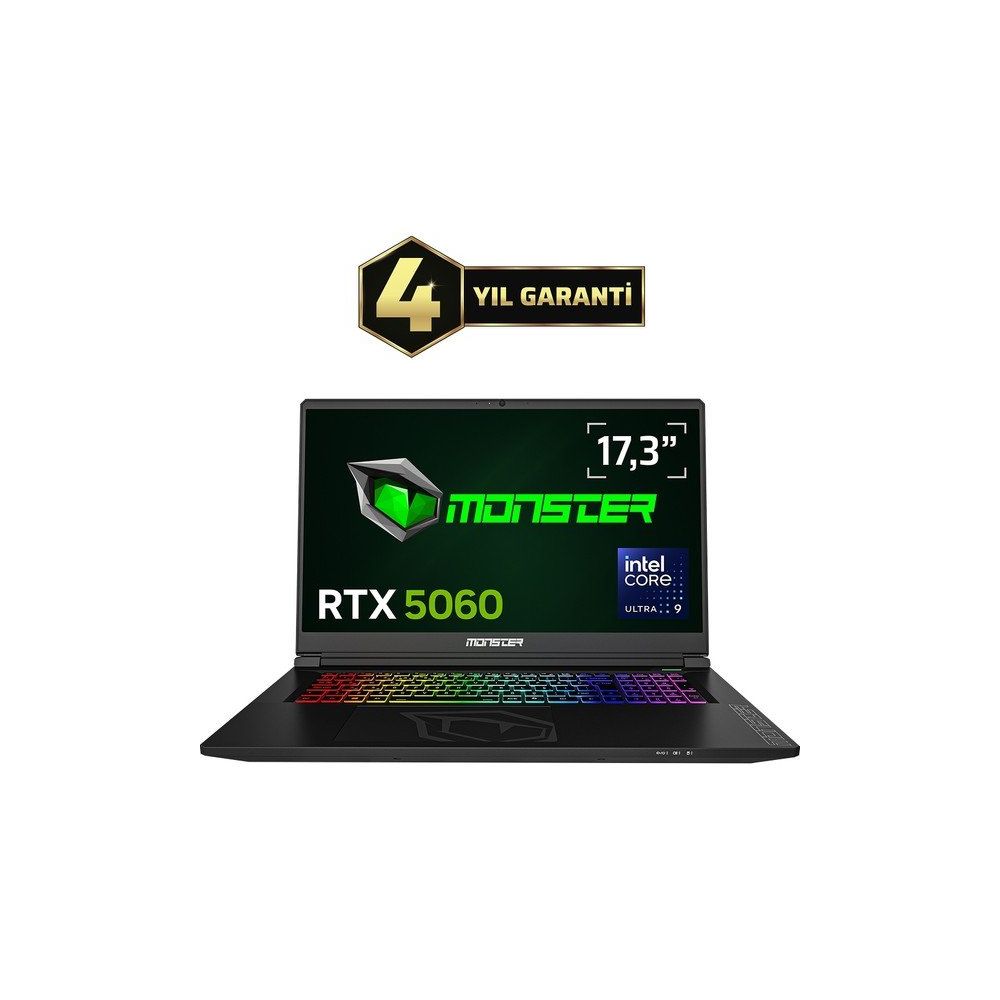 Monster Tulpar T7 V26.4.8 Ultra 9 185H 64GB RAM 1TB SSD RTX 5060 FreeDOS 17.3 inç Oyun Bilgisayarı