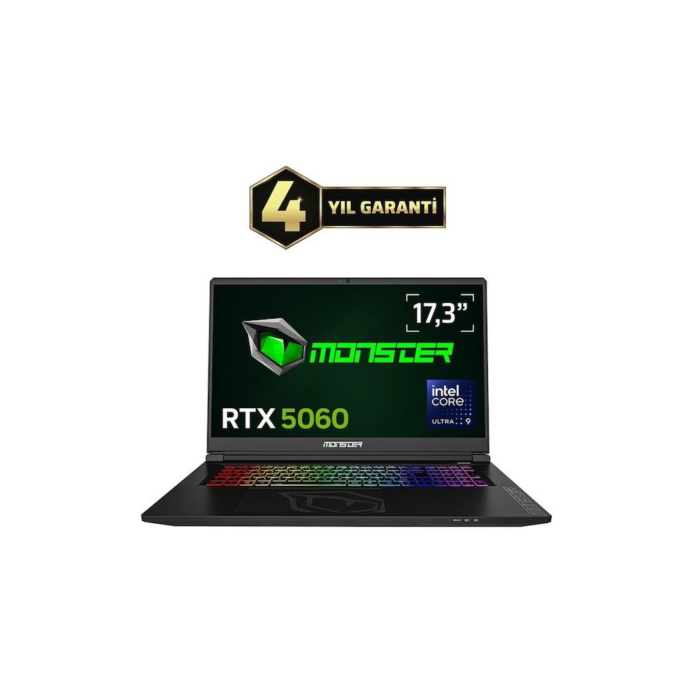 Monster Tulpar T7 V26.4 Ultra 9 185H 16GB RAM 500GB SSD RTX 5060 FreeDOS 17.3 inç Oyun Bilgisayarı