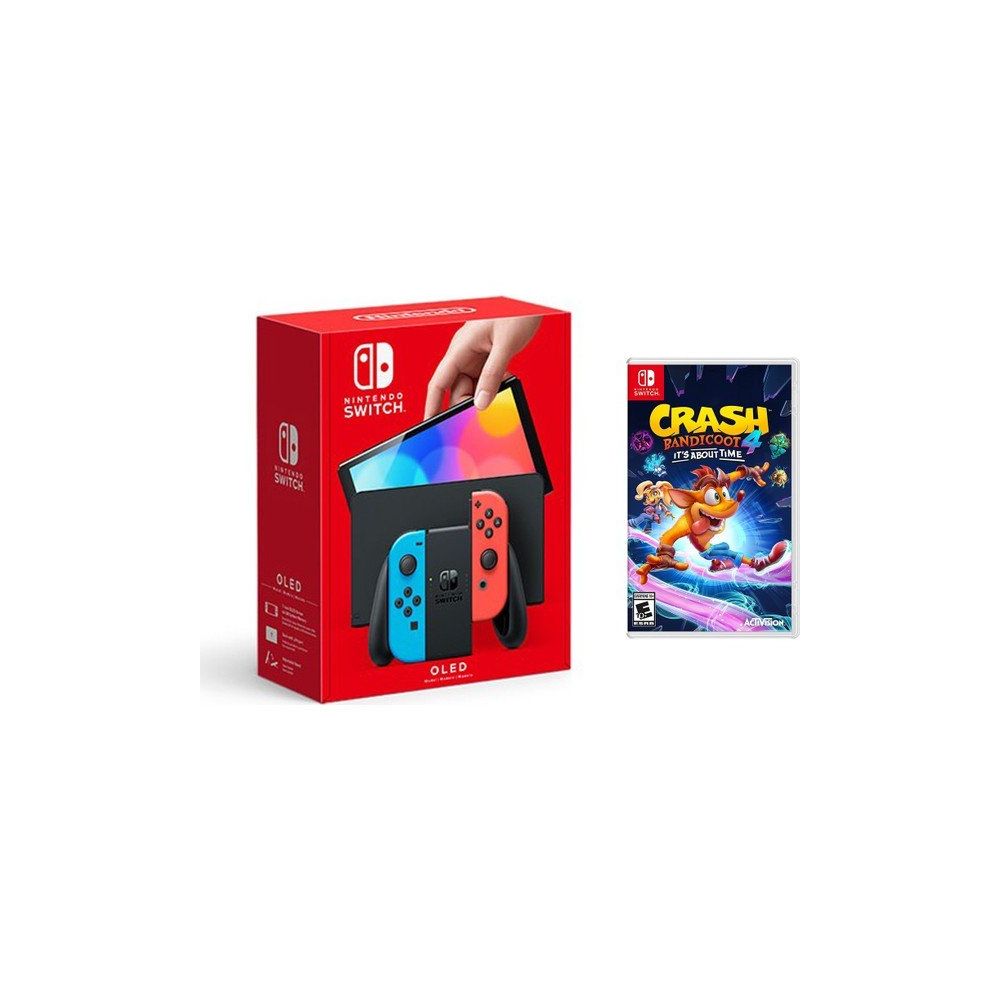 Nintendo Switch OLED Kırmızı Mavi Oyun Konsolu + Crash Bandicoot 4