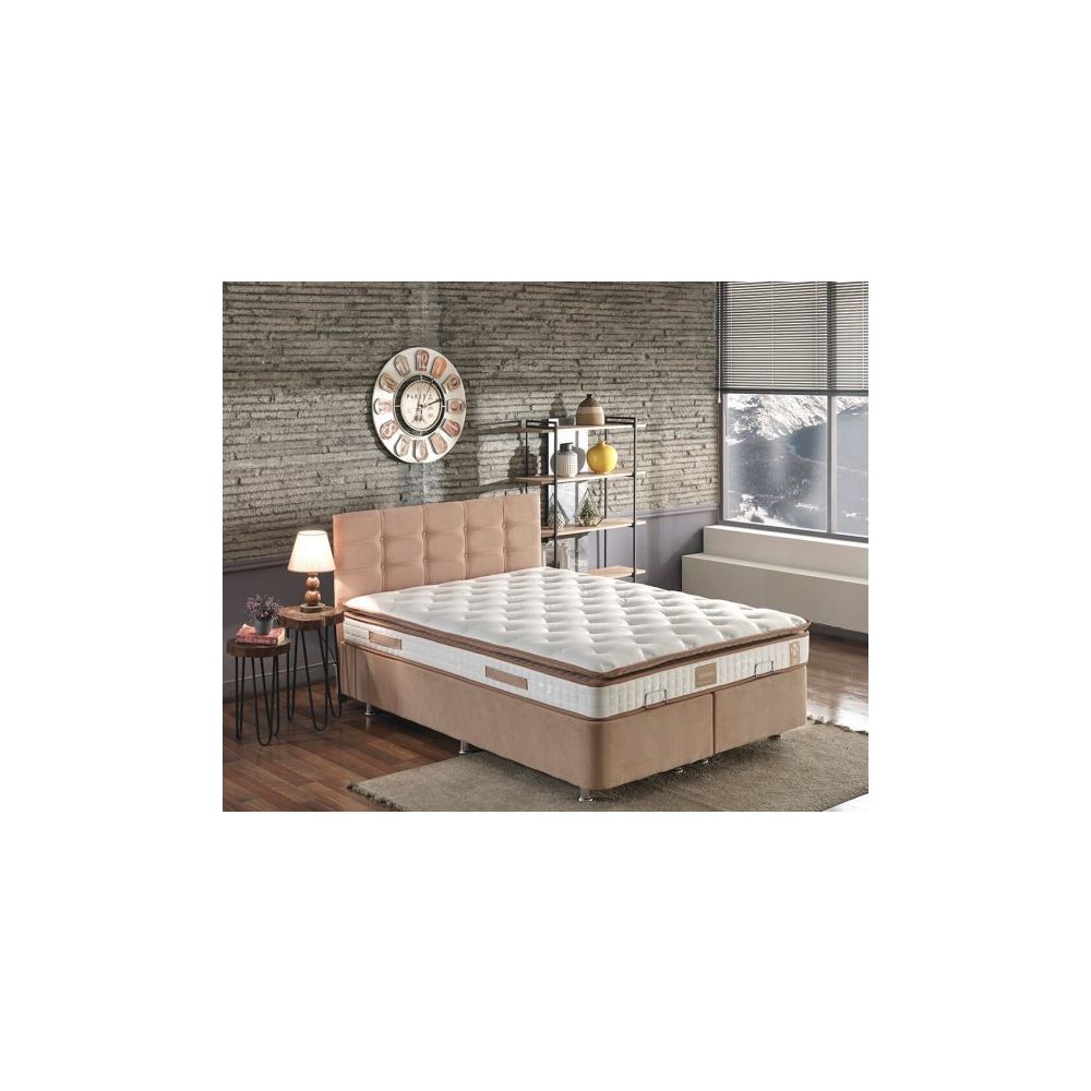 niron queen cift kisilik pedli 150x200 sutlu kahve kumas baza baslik ve yatak takimi fiyatlari