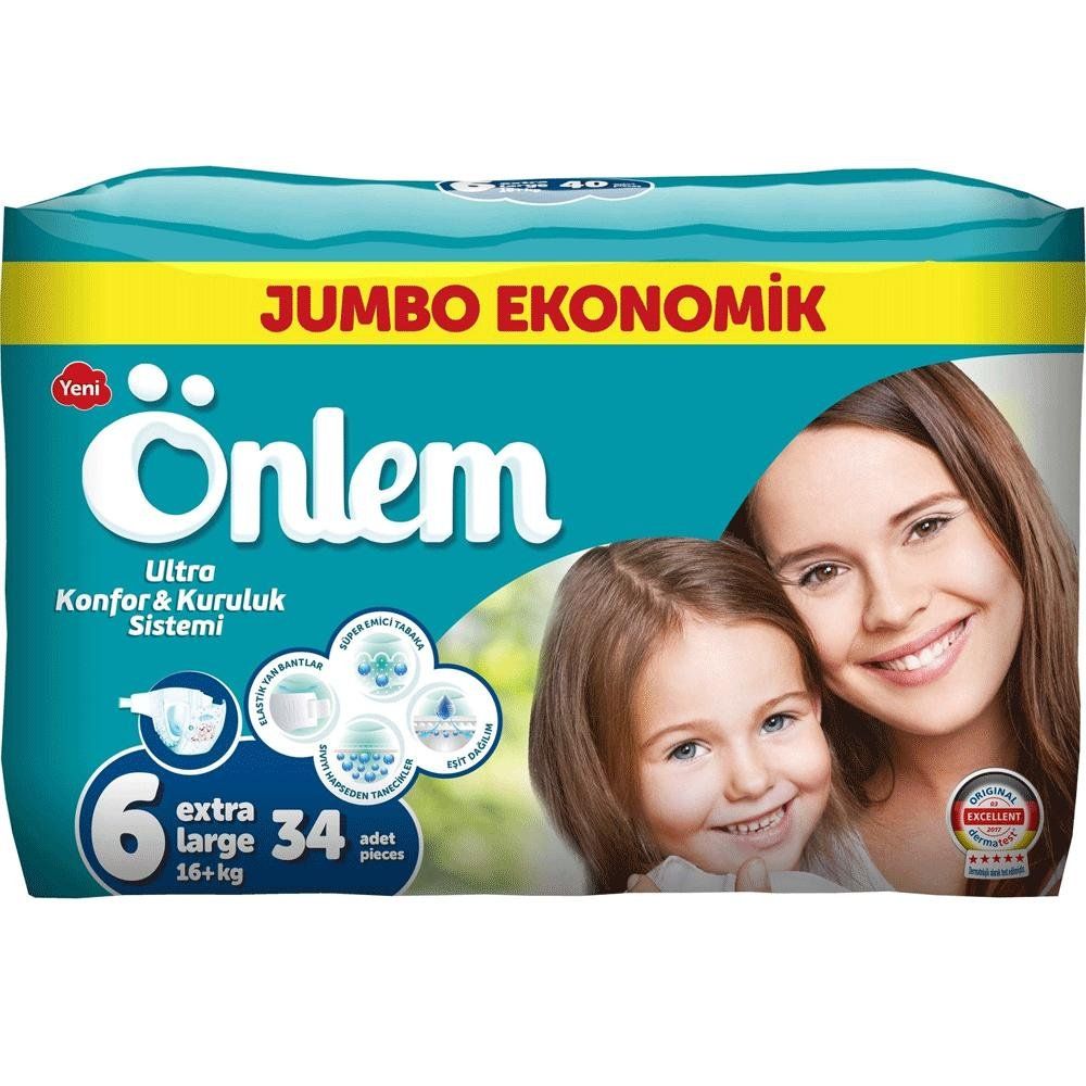 onlem jumbo paket ekstra large 6 numara 16 kg 34 adet bebek bezi fiyatlari