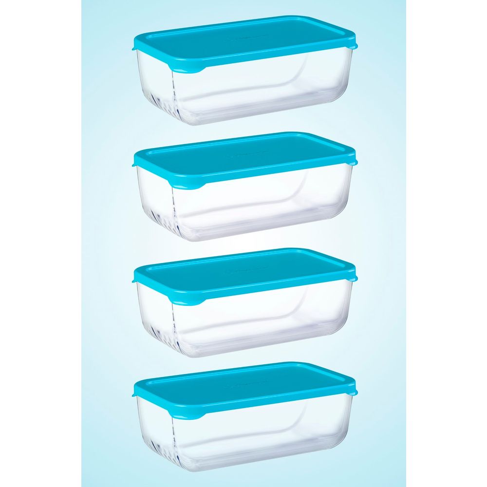 PP-「P」4枚セット Paşabahçe Mavi Kapaklı 4'lü 1200 cc Saklama Kabı Takımı Fiyatları