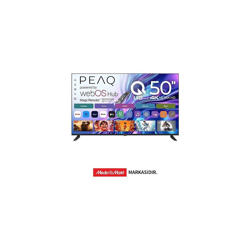 Peaq 50Q90 50 inç 127 Ekran 4K Ultra HD WebOS QLED TV