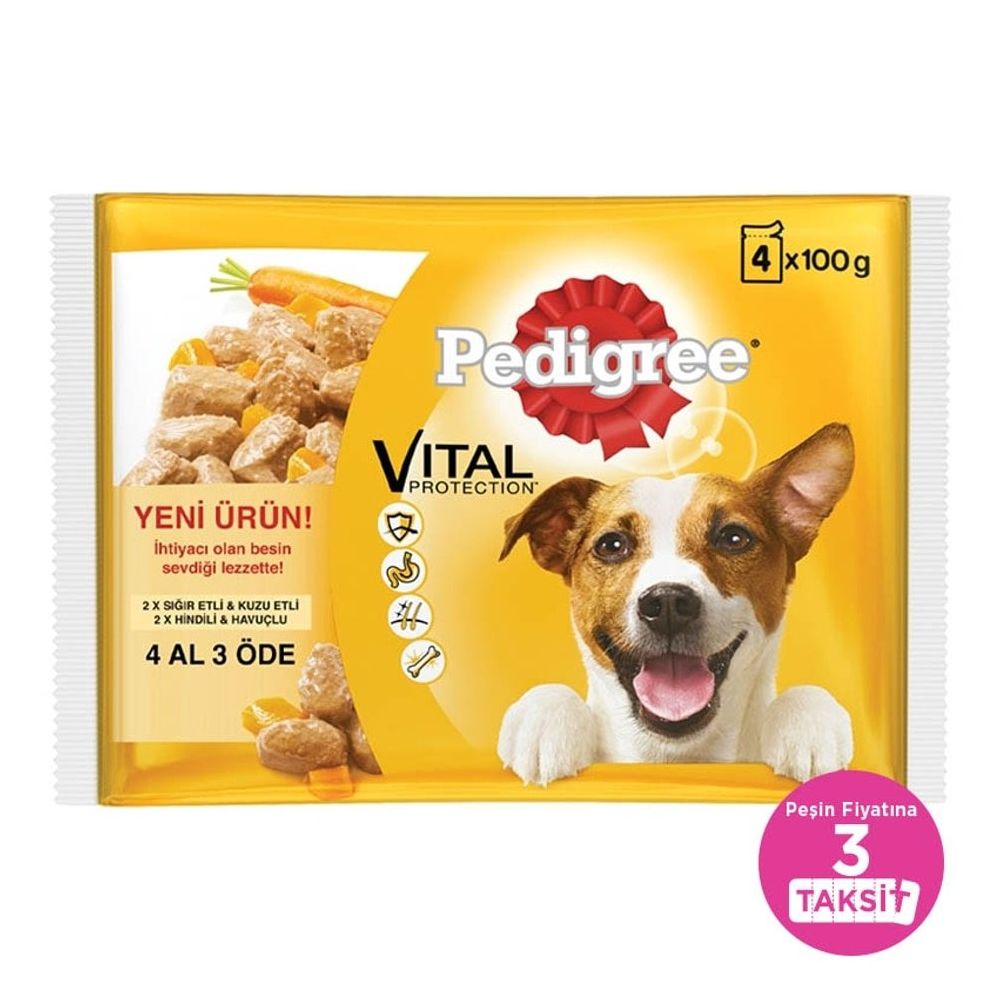 Pedigree Biftekli Kuzulu Hindili Havuclu 4 X 100 Gr Yas Mama Poset Fiyatlari