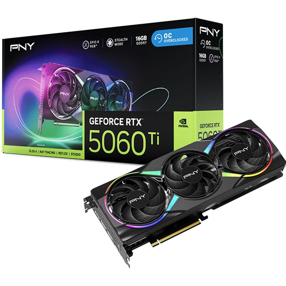 PNY GeForce RTX 5060 Ti Triple Fan ARGB OC VCG5060T16TFXXPB1-O
