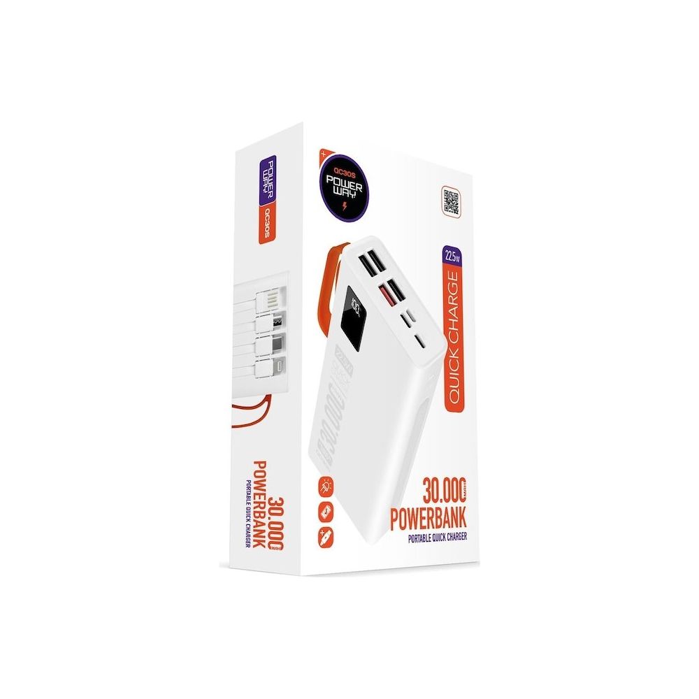 Powerway QC30S Beyaz 30.000 mAh Powerbank
