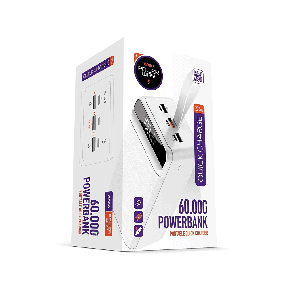 Powerway QC60 Hızlı Şarj 60000 mAh 18 W Powerbank