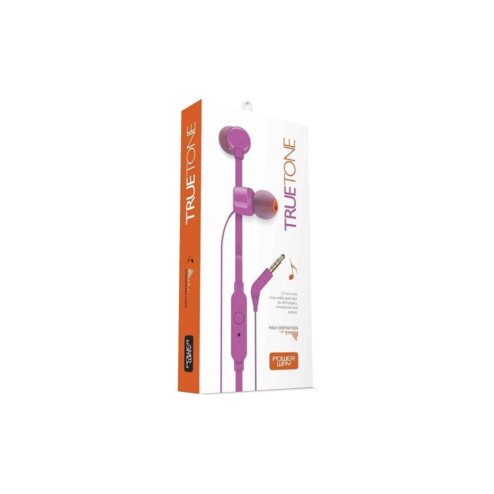 Powerway Truetone 3.5 mm Açık Pembe Stereo Mikrofonlu Kulak İçi Kulaklık