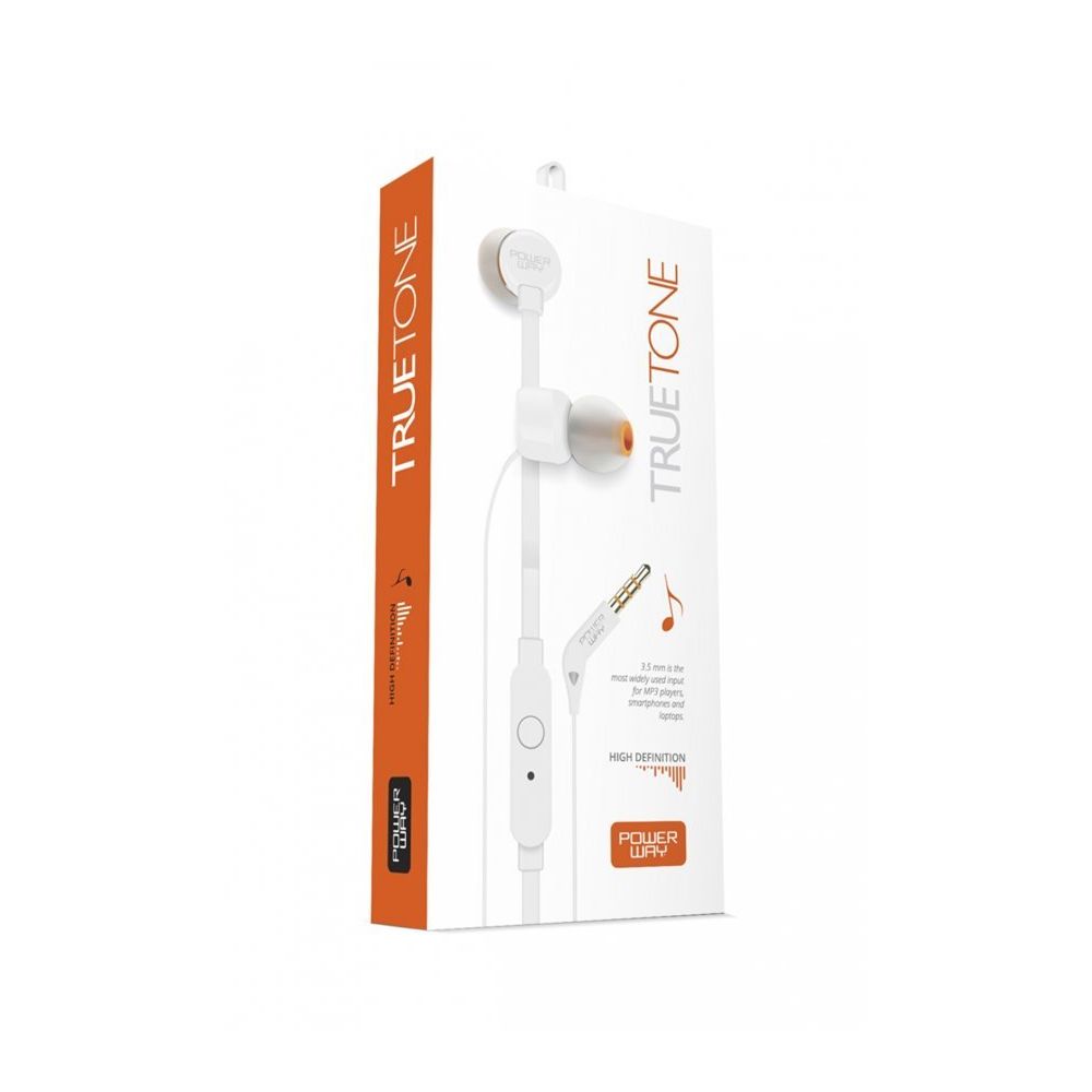 Powerway Truetone 3.5 mm Beyaz Stereo Mikrofonlu Kulak İçi Kulaklık