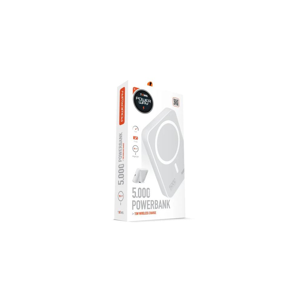 Powerway TXM5 5.000 Mah PD 15W Magsafe Beyaz Powerbank