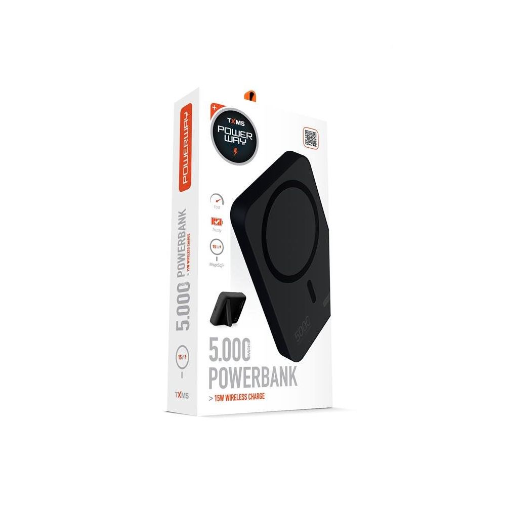 Powerway TXM5 5.000 Mah PD 15W Magsafe Siyah Powerbank