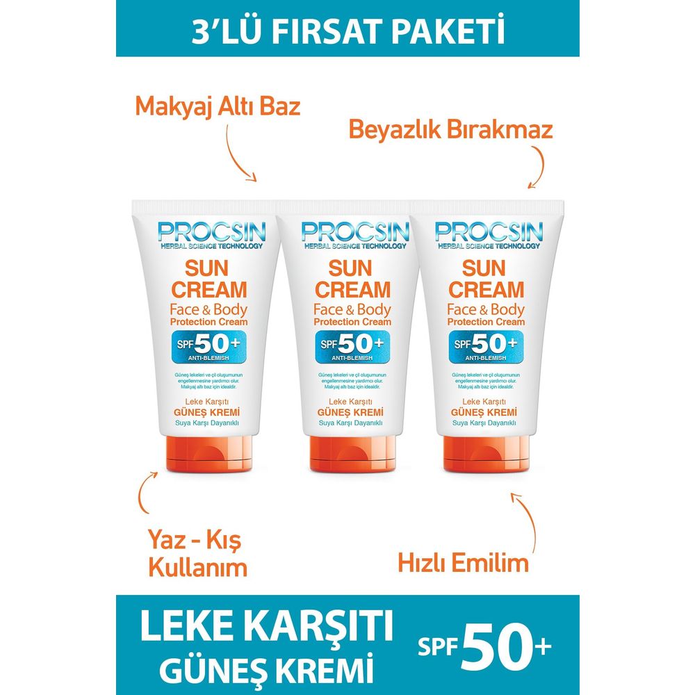 Procsin Leke Karşıtı SPF50 3x50 ml Güneş Kremi Fiyatları
