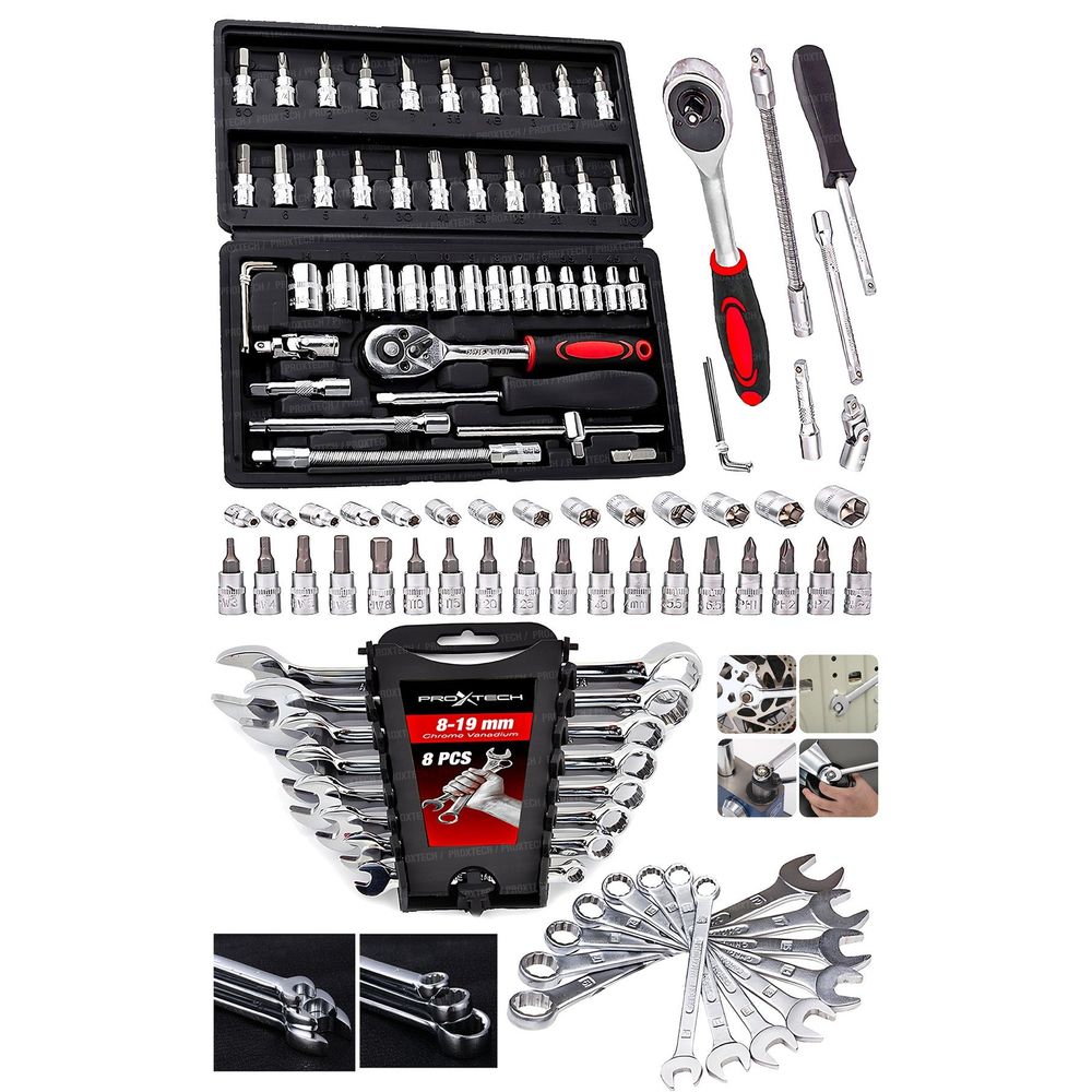 Proxtech 54 Parça 46 Mini Lokma Takımı Otomatik Cırcırlı 1/4