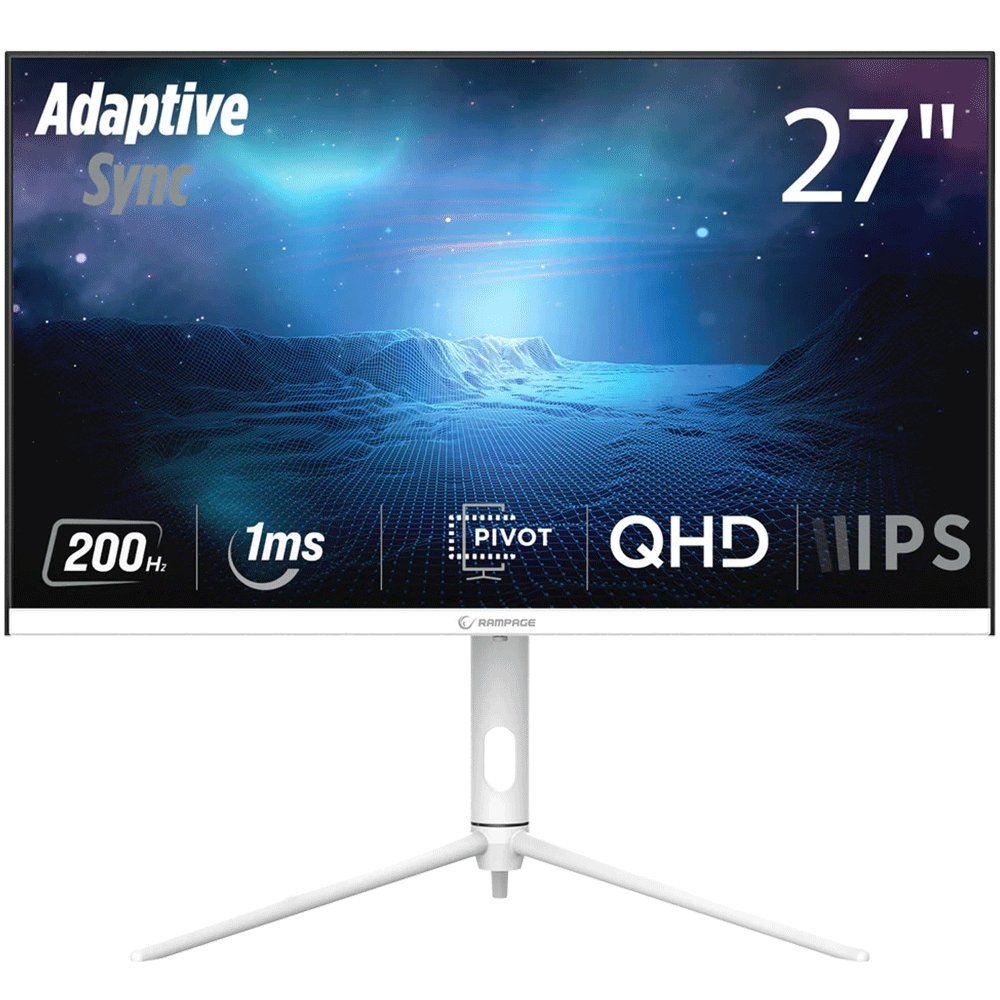 Rampage Glacier GL27R200Q Beyaz 27 inç 200Hz 1ms 2K Pivot Oyuncu Monitörü