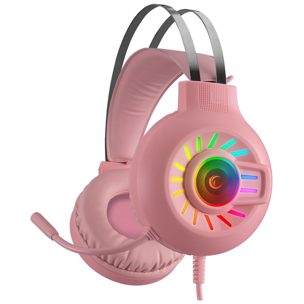 Rampage RM-K44 Zengibar Pembe 7.1 Surround Mikrofonlu RGB Oyuncu Kulaklığı