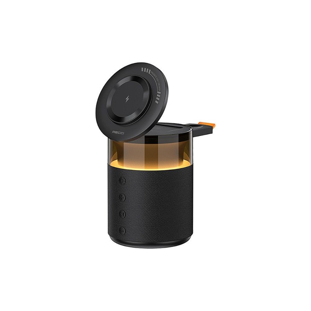 Recci RCW-51 Kablosuz Şarj Standı Ambiyans Işıklı Siyah Bluetooth Speaker