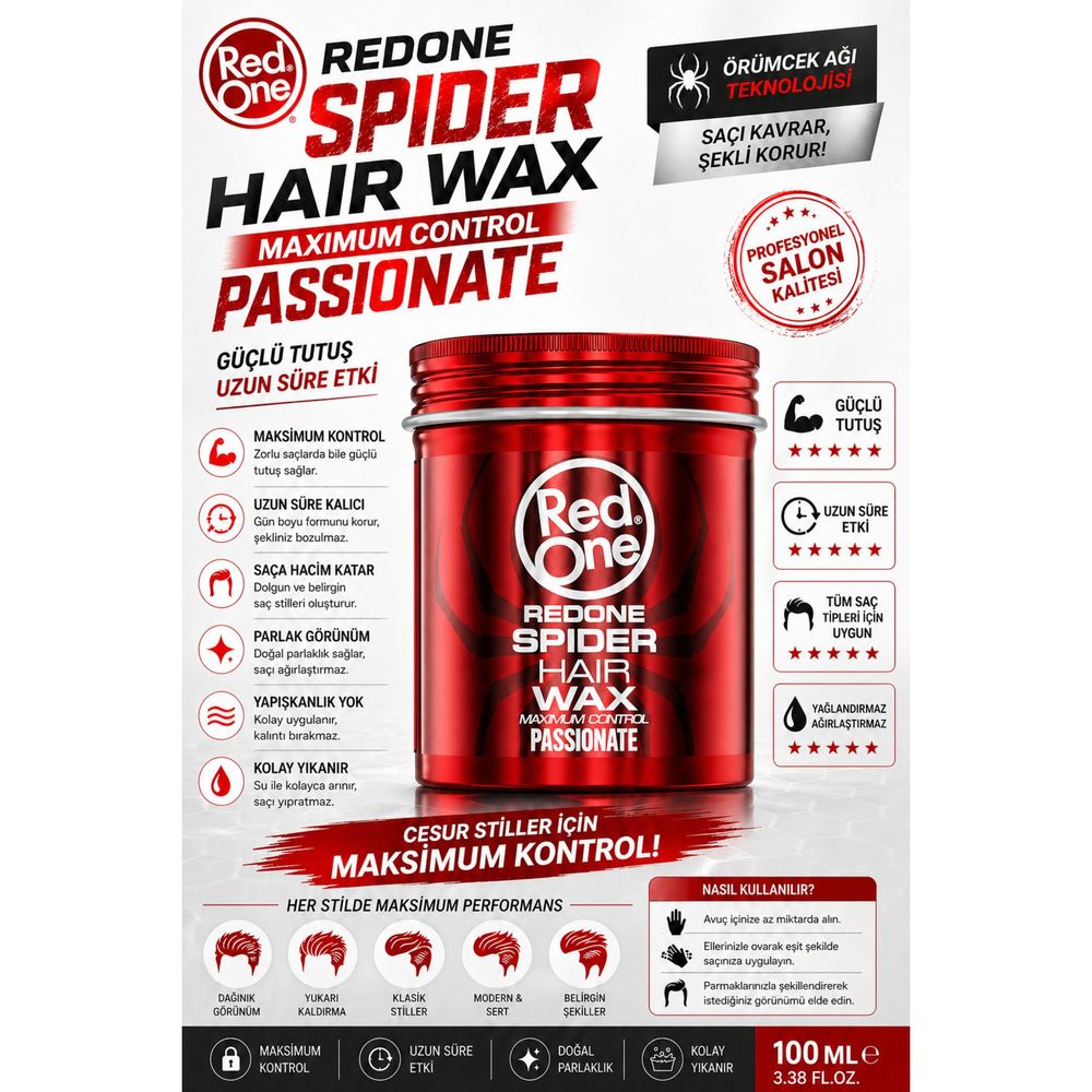 Red One Spider Hair Kırmızı 100 ml Saç Şekillendirici Wax Fiyatları