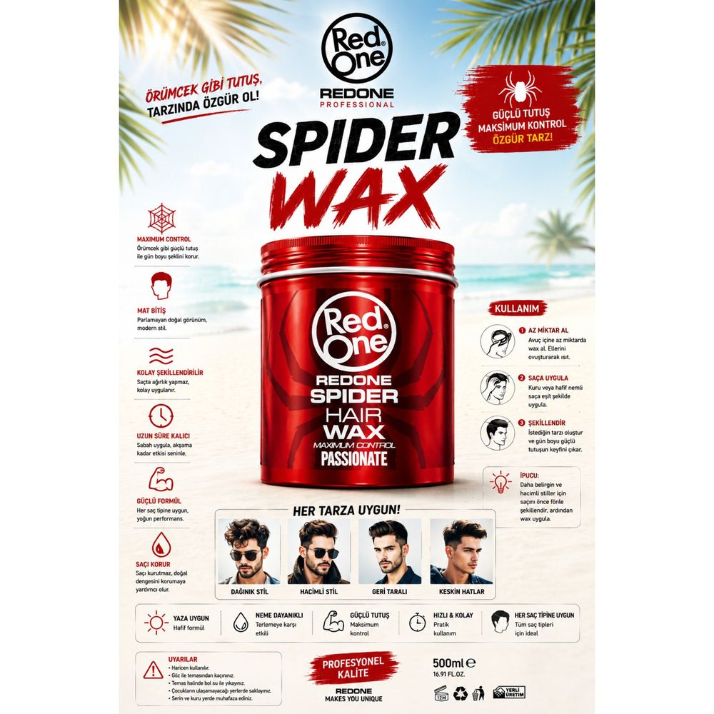 RED SPIDER #1.2.4.5.6.7.8.9.10セット Red One Spider Hair Kırmızı 100 ml Saç Şekillendirici Wax Fiyatları