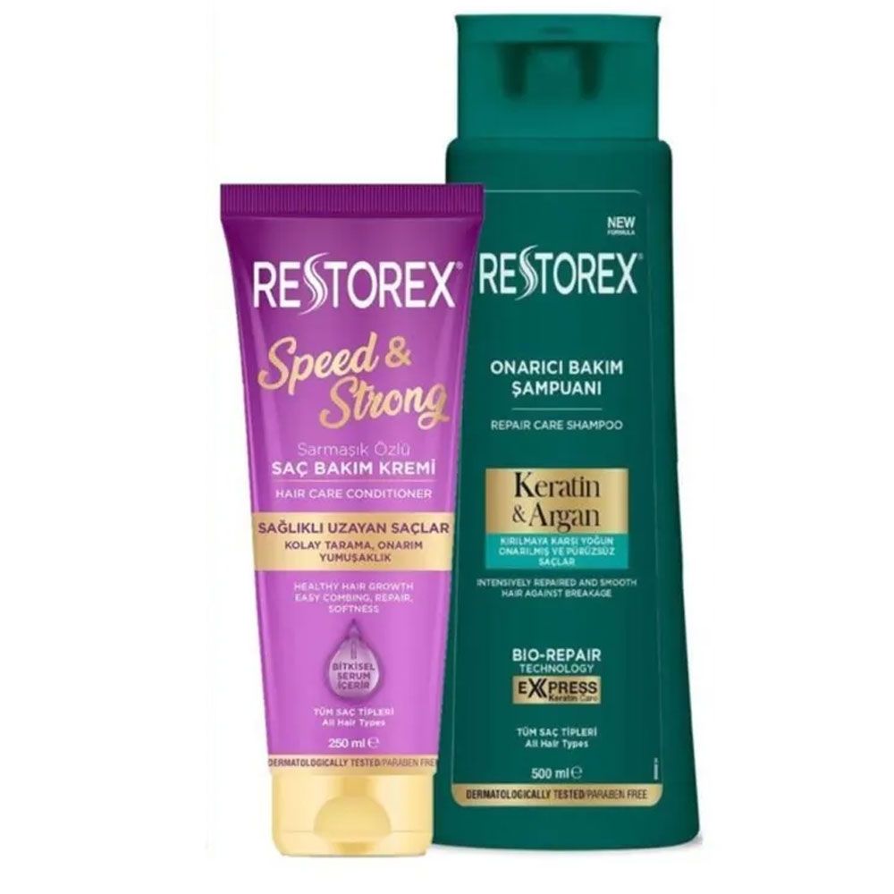 Restorex Speed Strong 250 ml Saç Kremi + Keratin ve Argan 500 ml