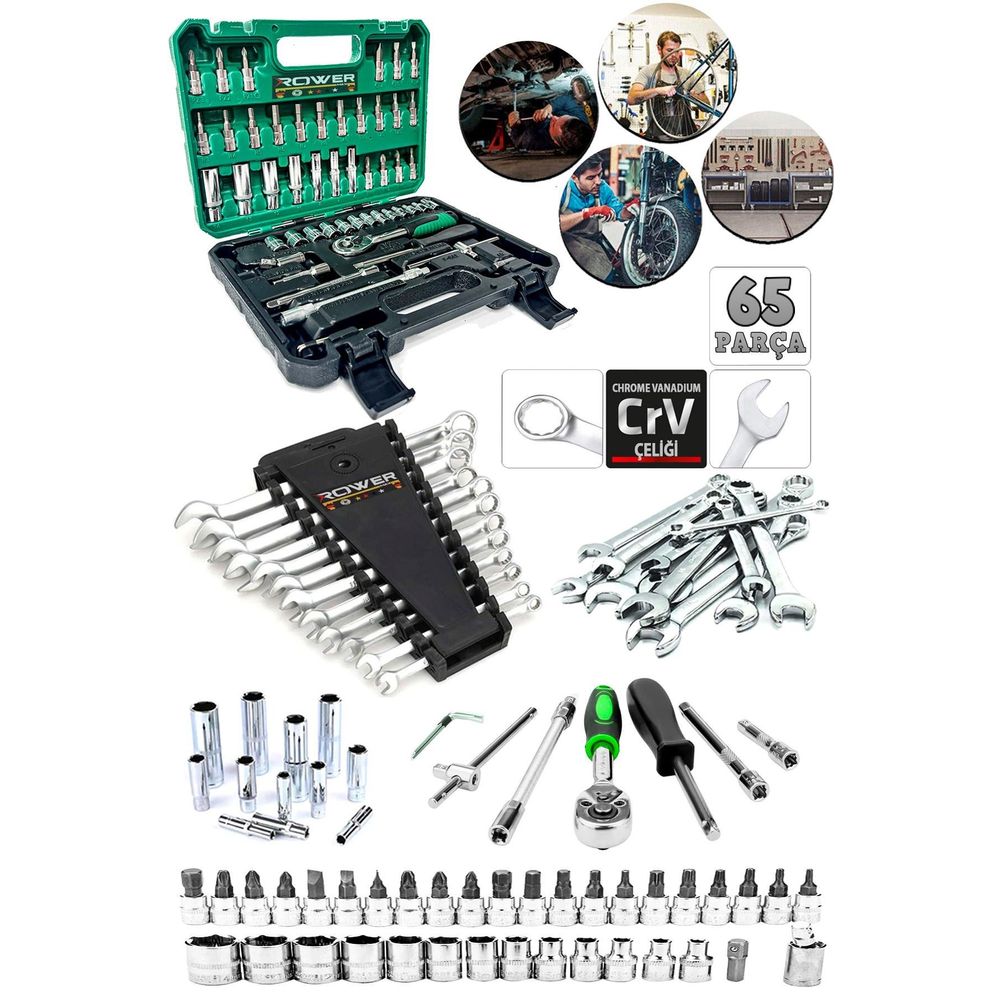 コマたろう出品　4/19 Rowermax Germany CR-V 65 Parça 53 Otomatik Cırcırlı 1/4 12 Parça