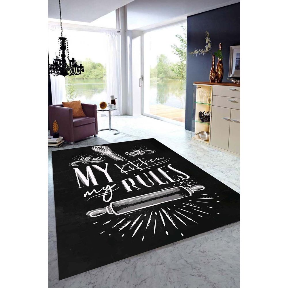 rugviva mt041 siyah kaymaz tabanli makinede yikanabilir mutfak halisi fiyatlari