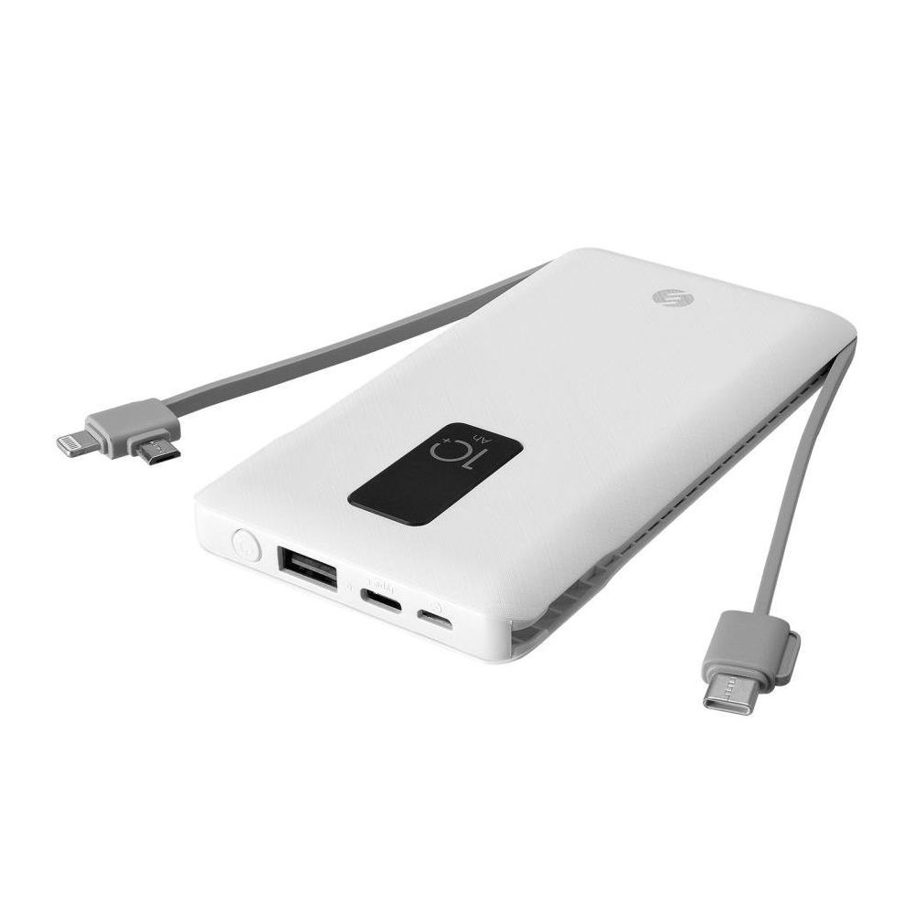 S-Link IP-T100C 10000 mAh Lightning+Micro+Type C Kablolu Beyaz Powerbank