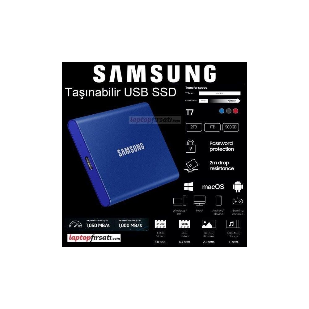 Samsung MU-PC2T0H/WW T7 2 TB Mavi SSD
