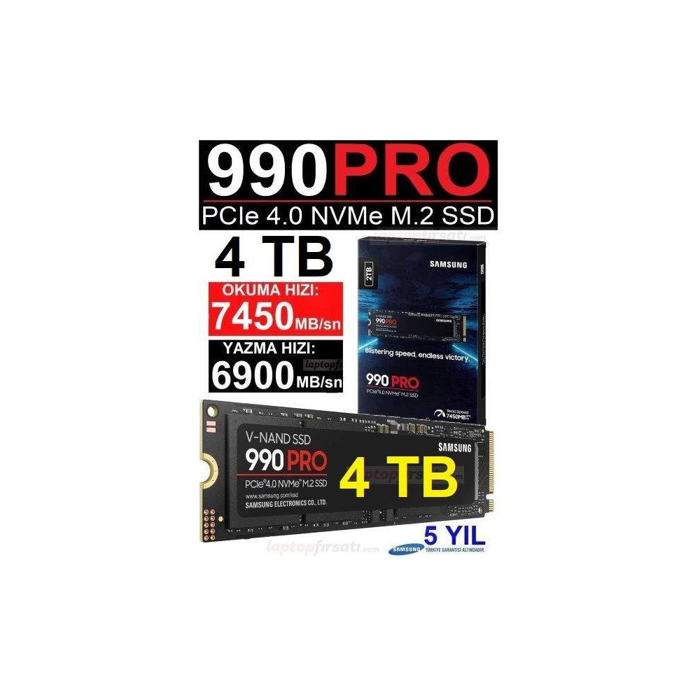 Samsung MZ-V9P4T0BW 4TB 990 PRO M.2 NVMe SSD Fiyatları ve Özellikleri
