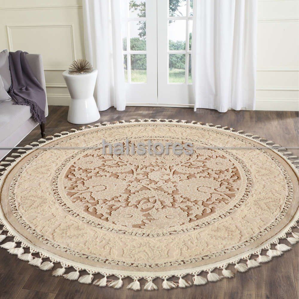 sanat yuvarlak deluks 6821 vizon 200x200 cm hali fiyatlari