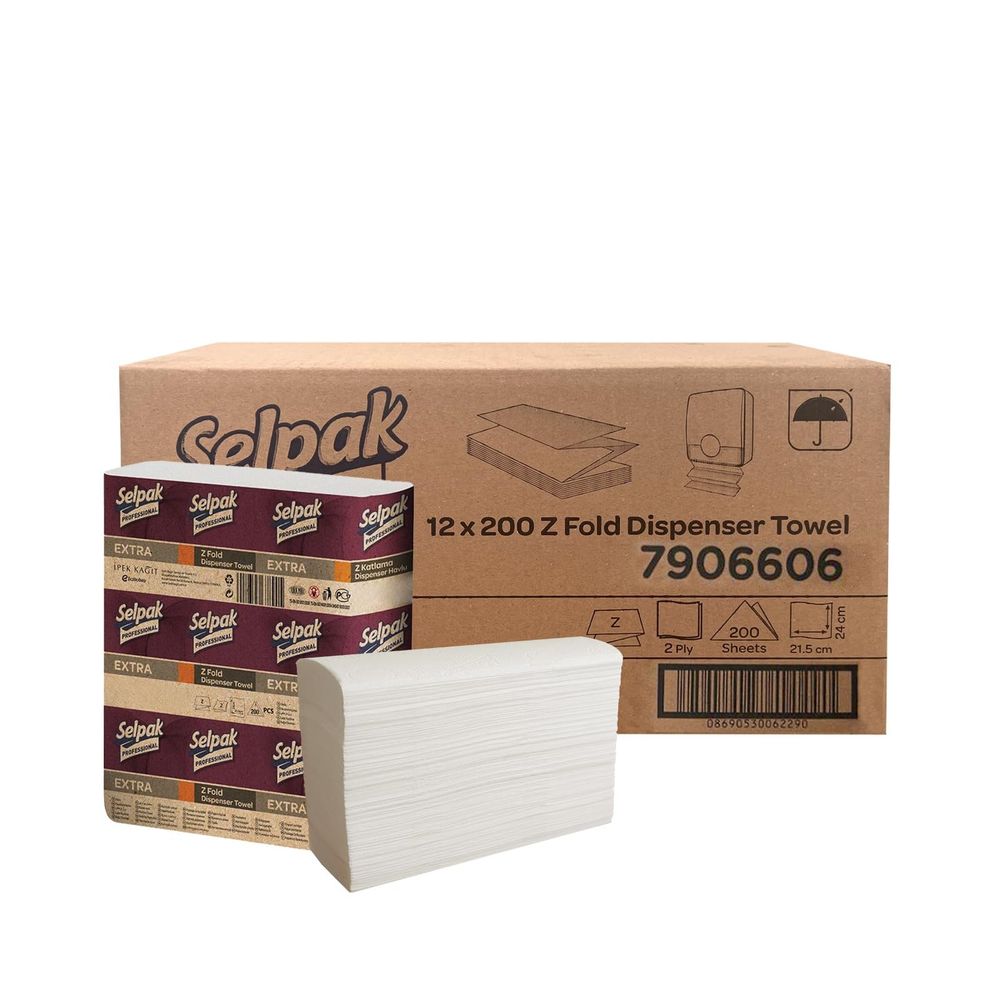 Selpak 200 Yaprak 12'li Professional Extra Z Katlı Dispenser Havlu