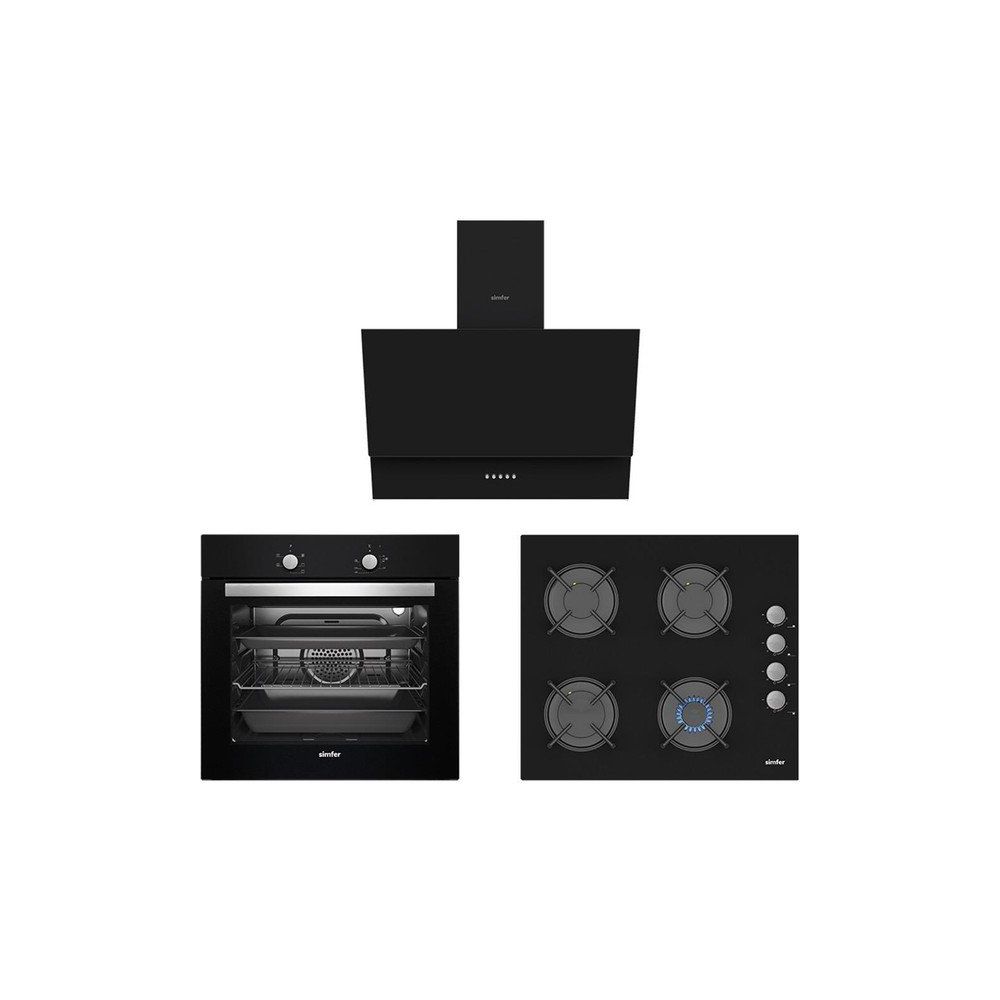 Simfer 6 Fonksiyon 60 lt 7350 Fırın + 3500 Ocak + 8708 Davlumbaz Gri ...
