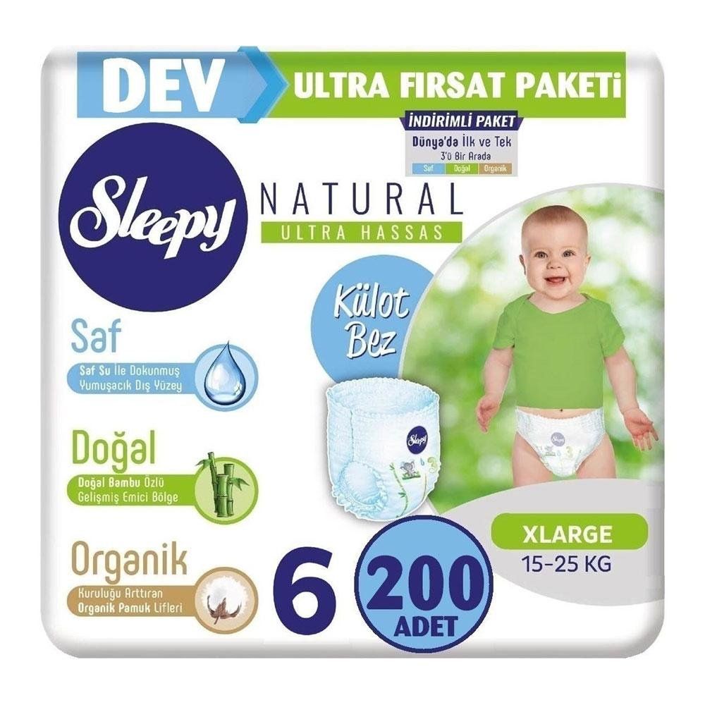 sleepy natural no 6 xlarge 200 adet kulot bebek bezi fiyatlari