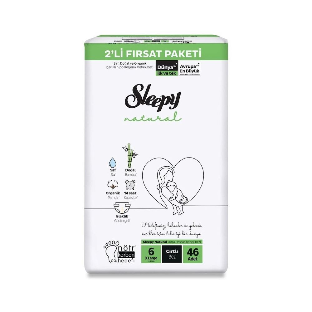Sleepy Natural No:6 XLarge 46 Adet Bebek Bezi Fiyatları | Cimri