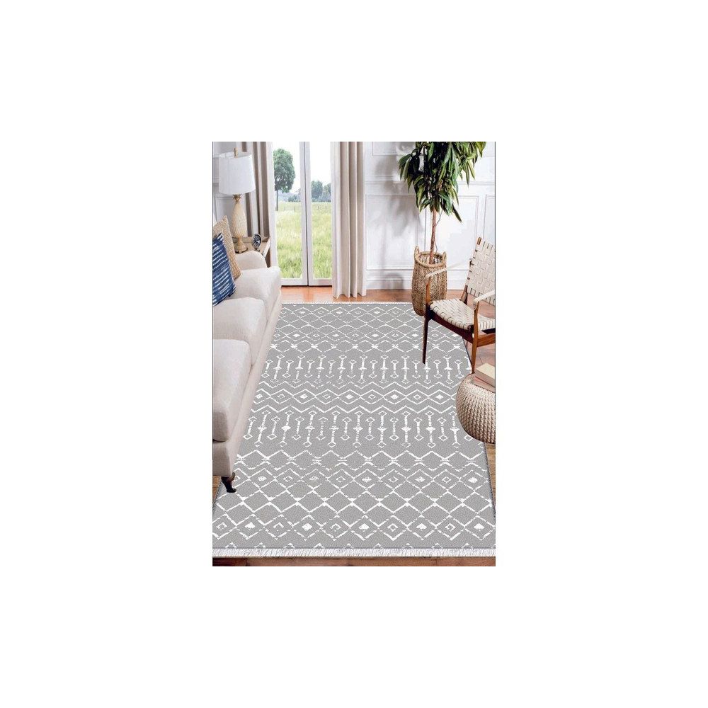 soho arm 1016 gri beyaz iskandinav desenli kaymaz dekoratif kilim gorunumlu renkli 80x150 cm salon hali fiyatlari