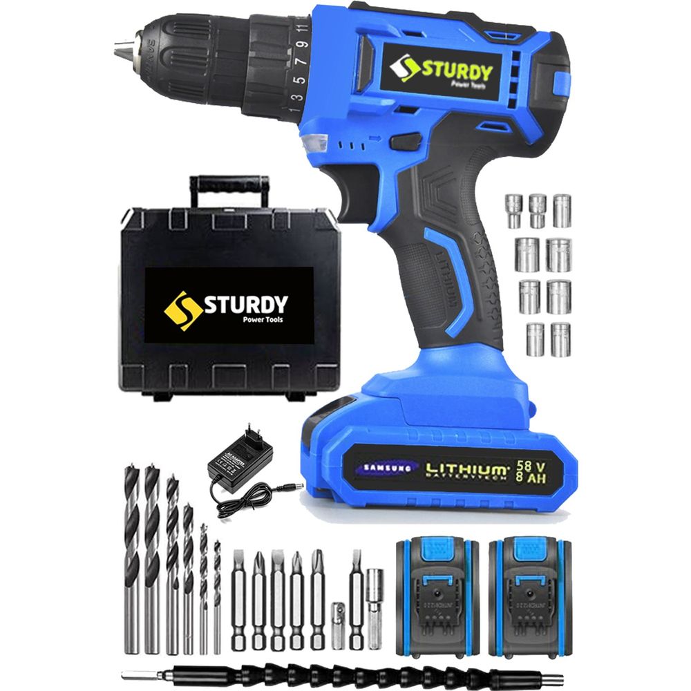 Sturdy 58VF 8 mah 27 Parçalı Turbo Çift Akülü Vidalama New