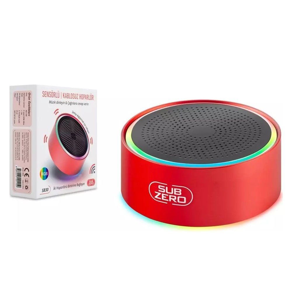 Subzero SB30 Sensörlü Renkli Kırmızı Bluetooth Hoparlör