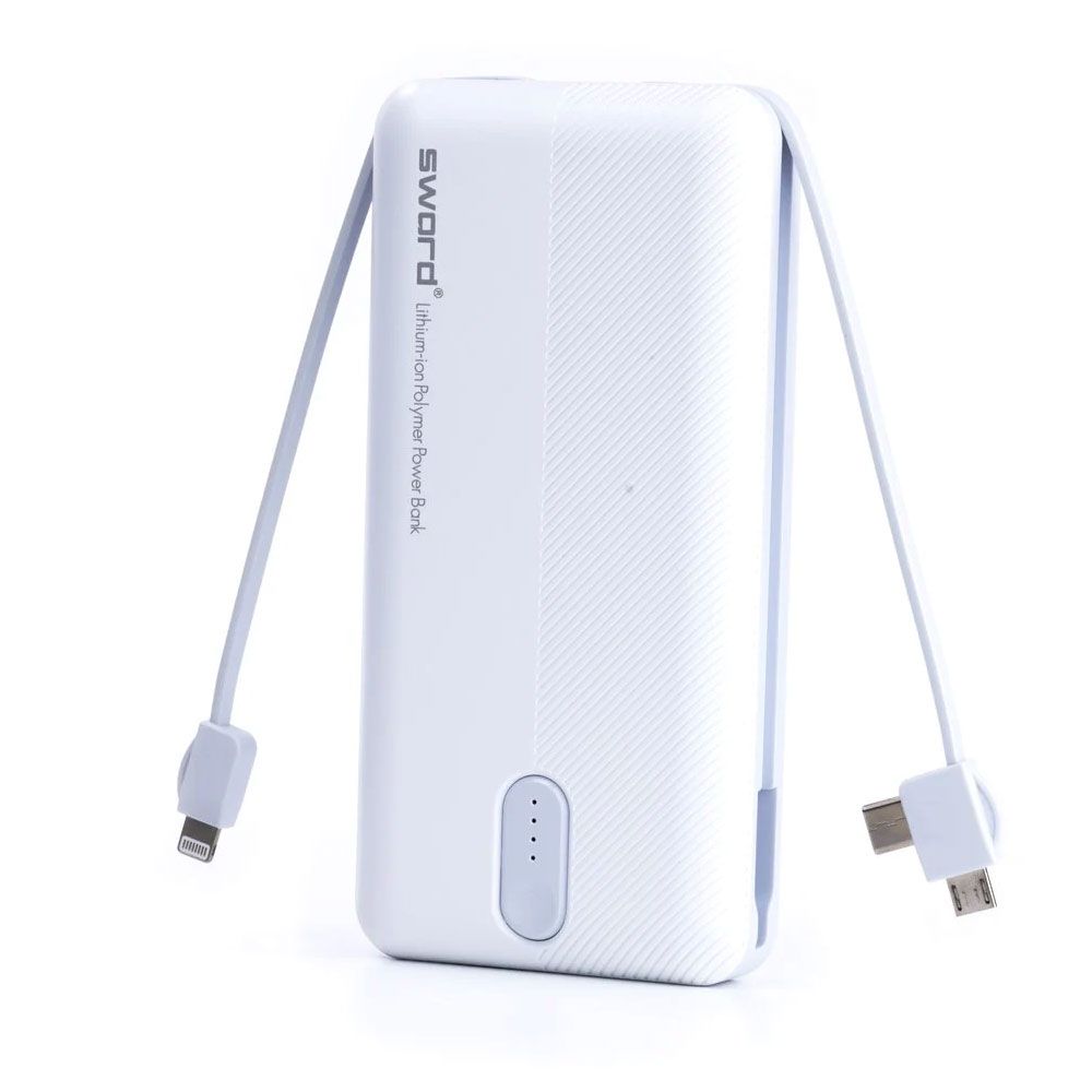 Sword Type-C Beyaz Gri 10000 mah Kendinden Kablolu Powerbank