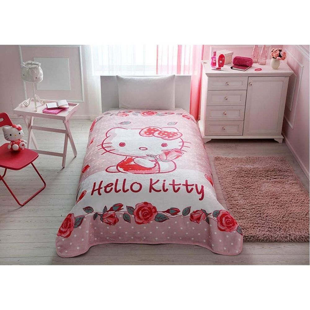 tac hello kitty rose tek kisilik lisansli battaniye fiyatlari