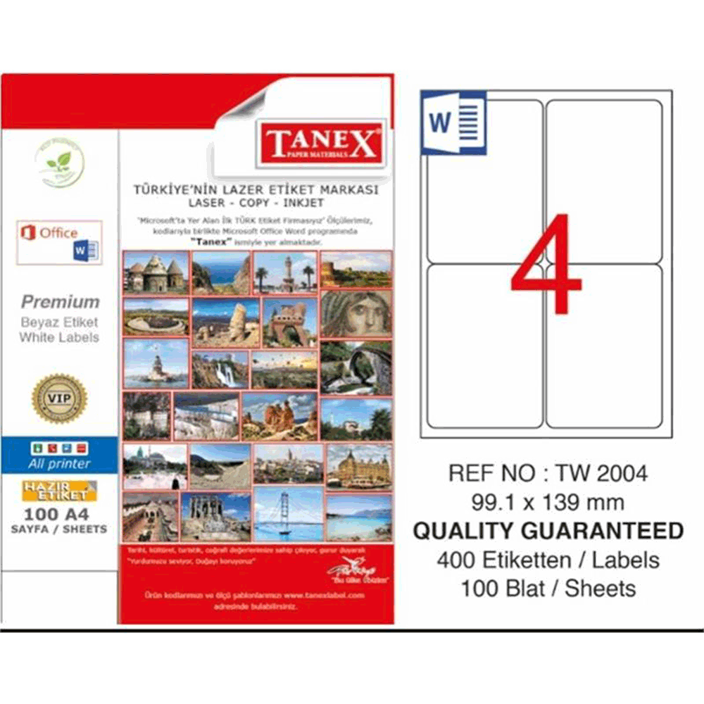 Tanex TW-2004 99,1x139 mm Laser Etiket Fiyatları