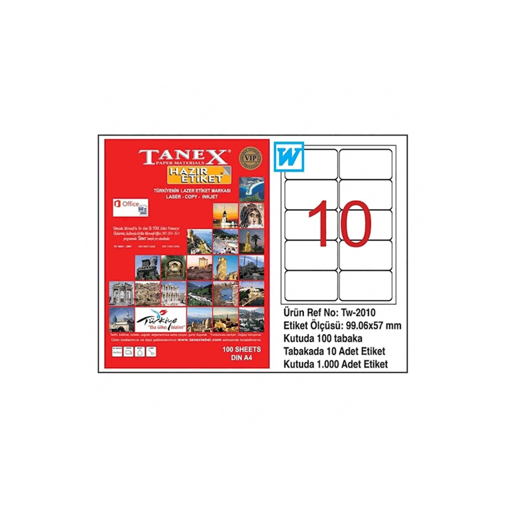 Tanex TW-2010 99.06x57 mm 100 Adet Laser Etiket Fiyatları