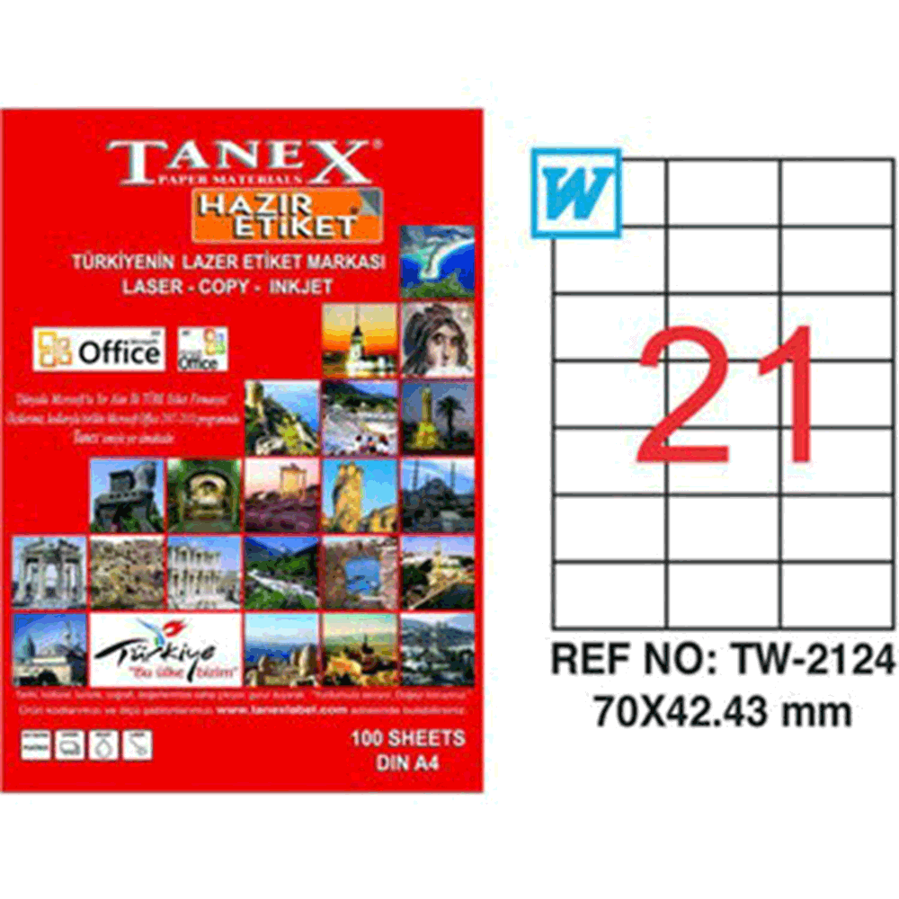 Taeka  ページ Tanex Tw-2374 Beyaz Etiket 105 mm x 74.25 mm Fiyatı | Avansas