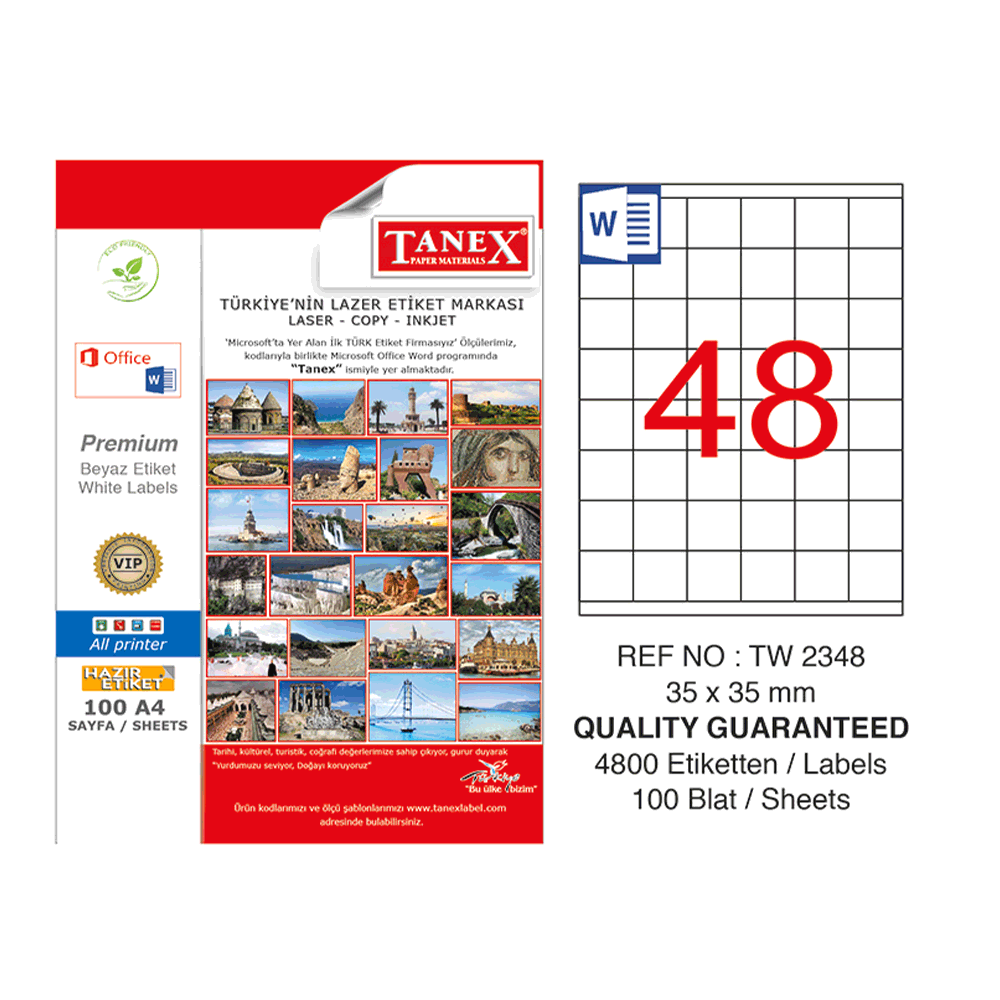 Tanex TW-2348 35x35 mm Laser Etiket Fiyatları | Cimri
