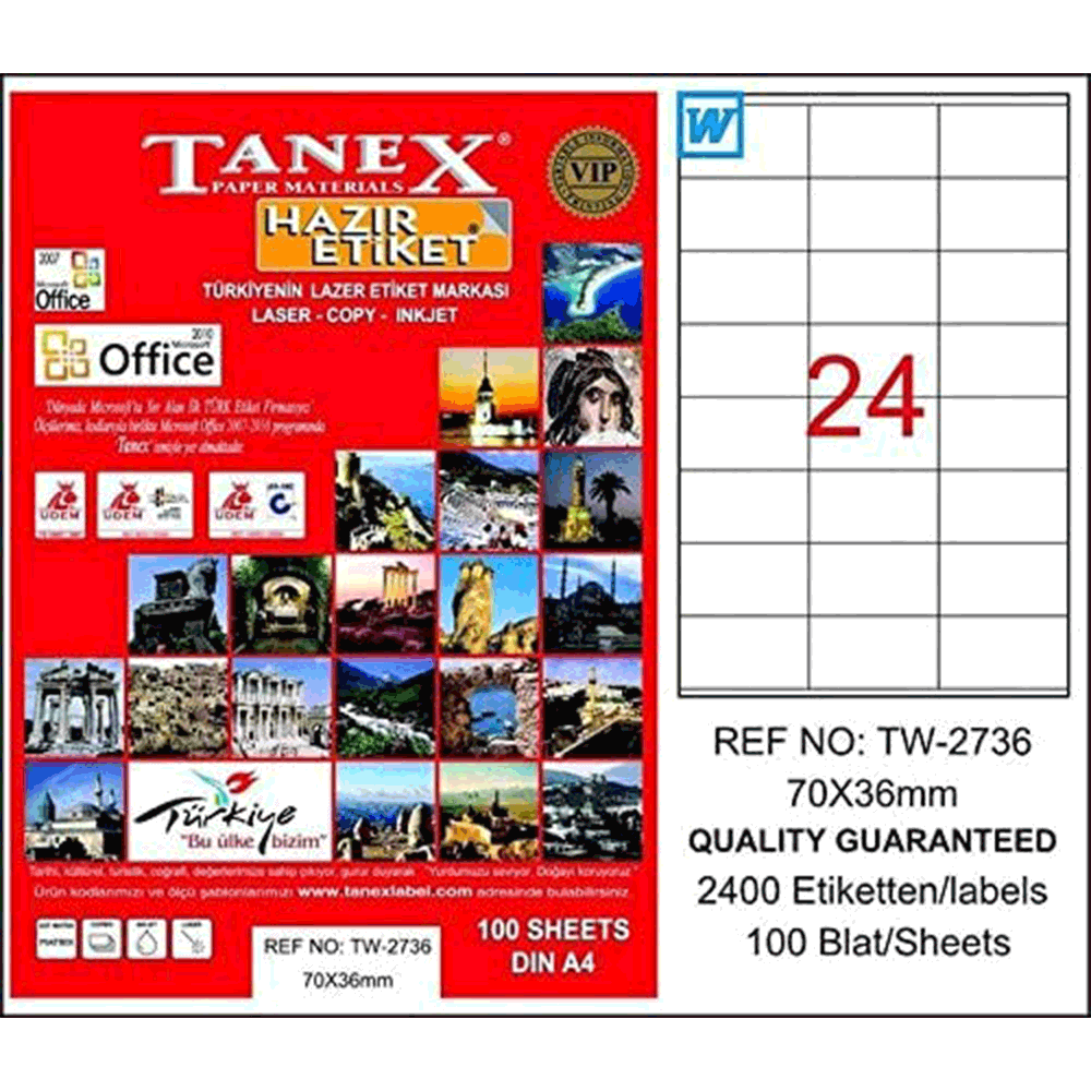 Tanex TW-2736 70x36 mm Laser Etiket Fiyatları | Cimri