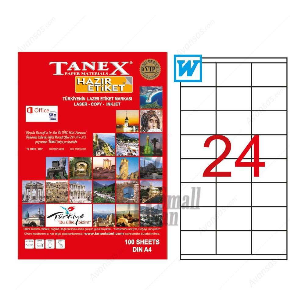 600 Etiketten 25 Bl TANEX TW-2037 Polyester Adressetikett 70 x 37,125 mm transp 